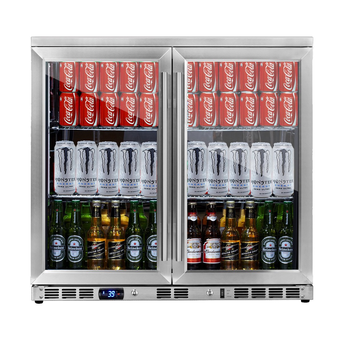KingsBottle 36 Heating Glass 2 Door Built In Beverage Fridge